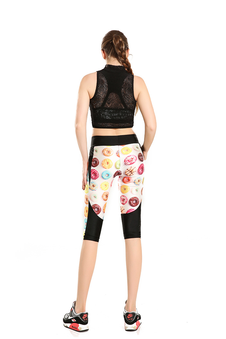 F33097 Printing delicious donuts high waisted seven sports pant wholesale